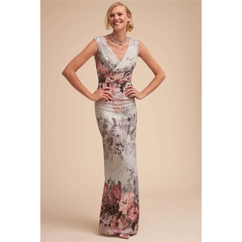 BHLDN Adrianna Papell Evening Gown 12 Floral Brocade Lilliana Mother Of Bride
